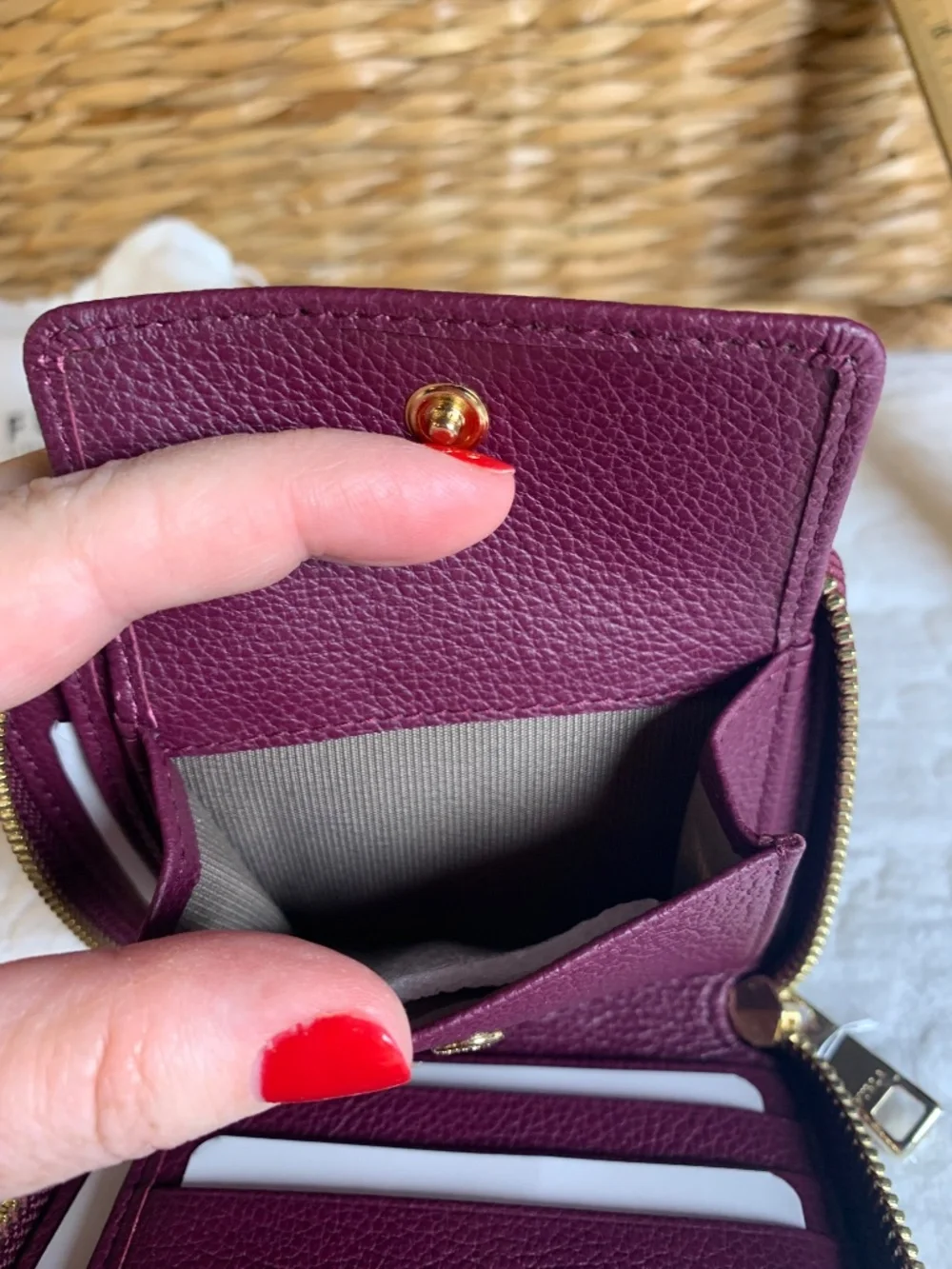 Furla-plum colored leather mini wallet NWT - Picture 8 of 11